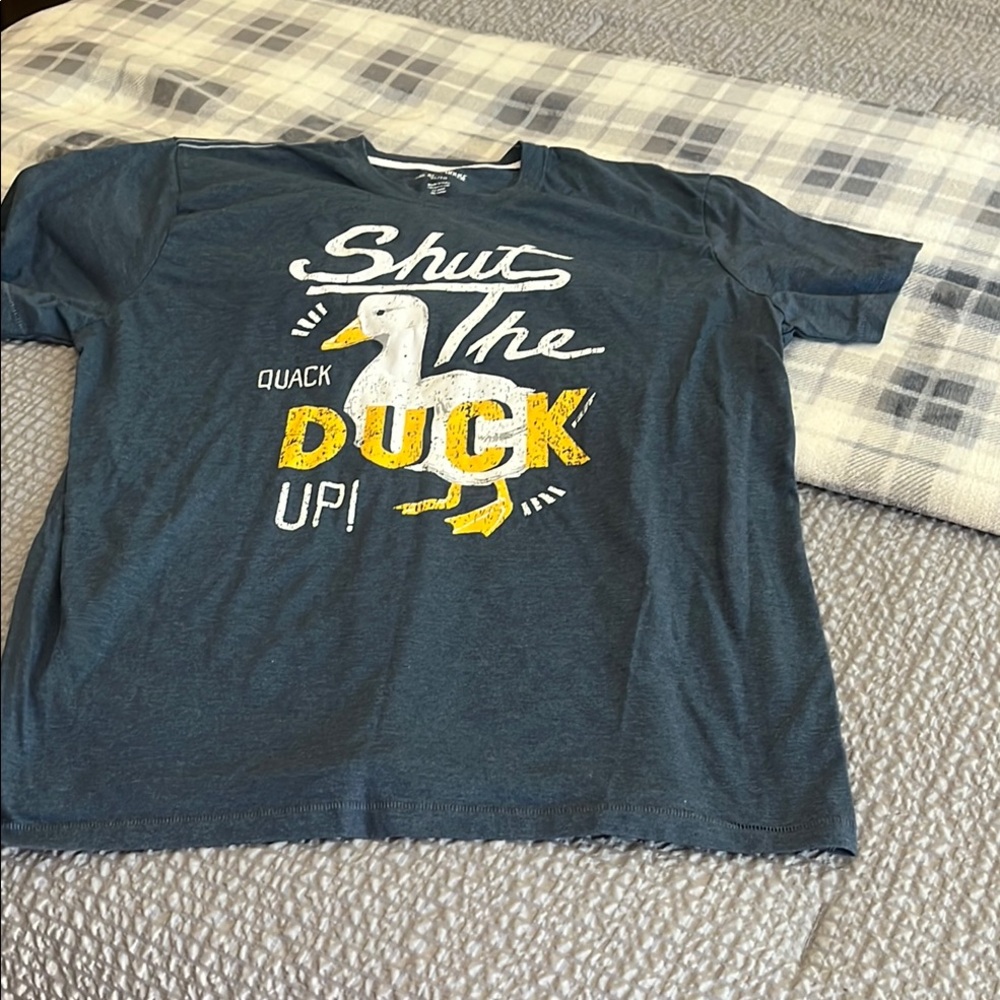 Blue Short Sleeve Tee with Graphic Design